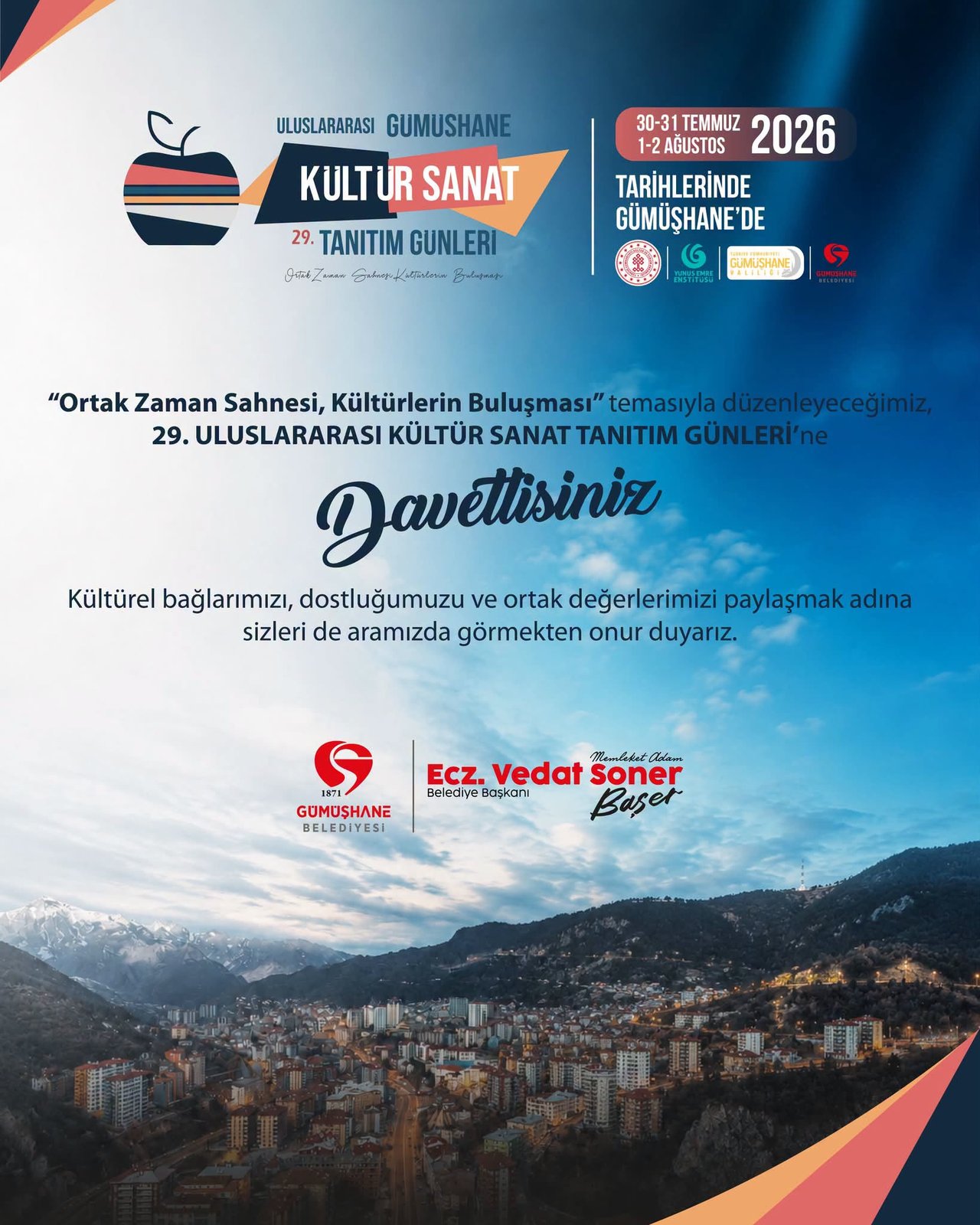 29. ULUSLARARASI GÜMÜŞHANE KÜLTÜR SANAT VE TANITIM GÜNLERİ BAŞLIYOR!