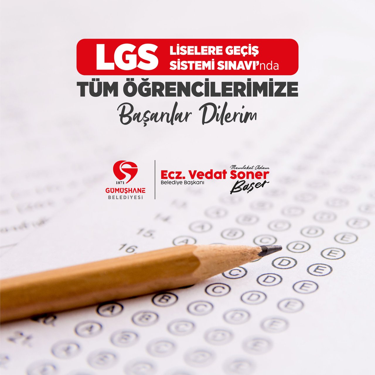 BAŞKANIMIZ, LİSELERE GEÇİŞ SINAVI’NA (LGS) GİRECEK SEVGİLİ ÖĞRENCİLERİMİZE BAŞARILAR DİLEDİ