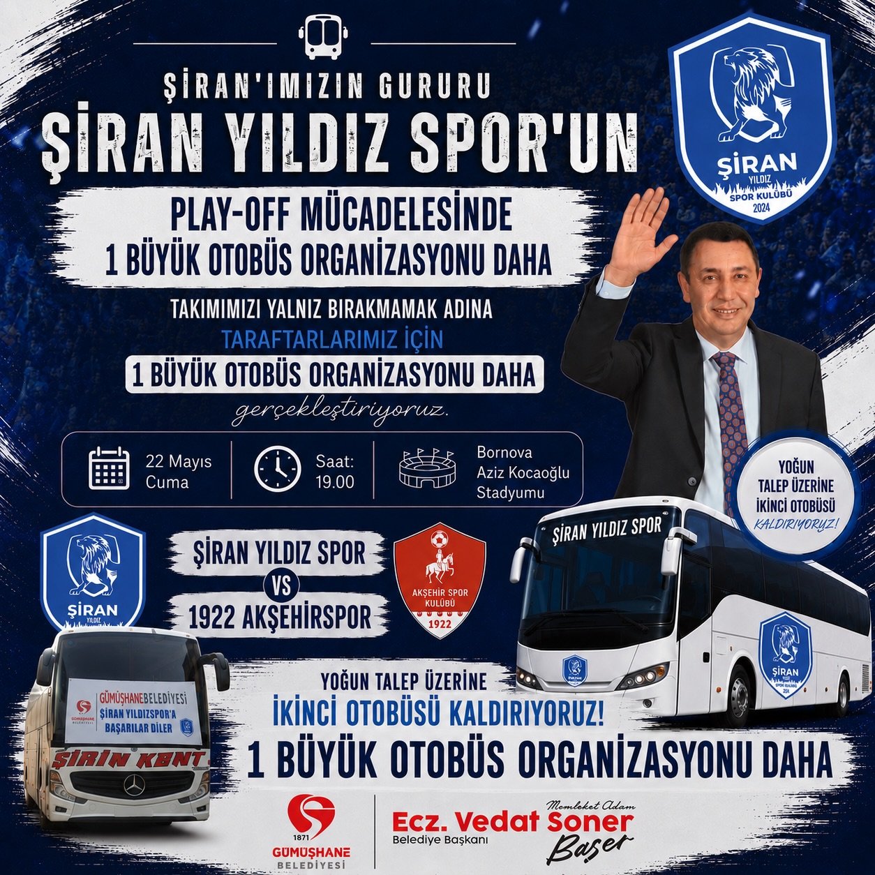 BAŞKANIMIZ, ŞİRAN YILDIZ SPORA’UMUZA 3. LİG YOLCULUĞUNDA HEMŞEHRİLERİMİZİN İLGİ VE DESTEK BİZLERİ GURURLANDIRDI