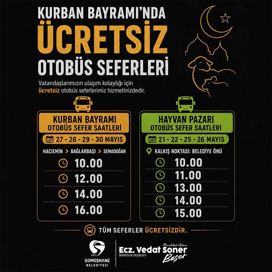 HAYVAN PAZARINA VE BELİRLENEN GÜZERGAHLARA ÜCRETSİZ ULAŞIM