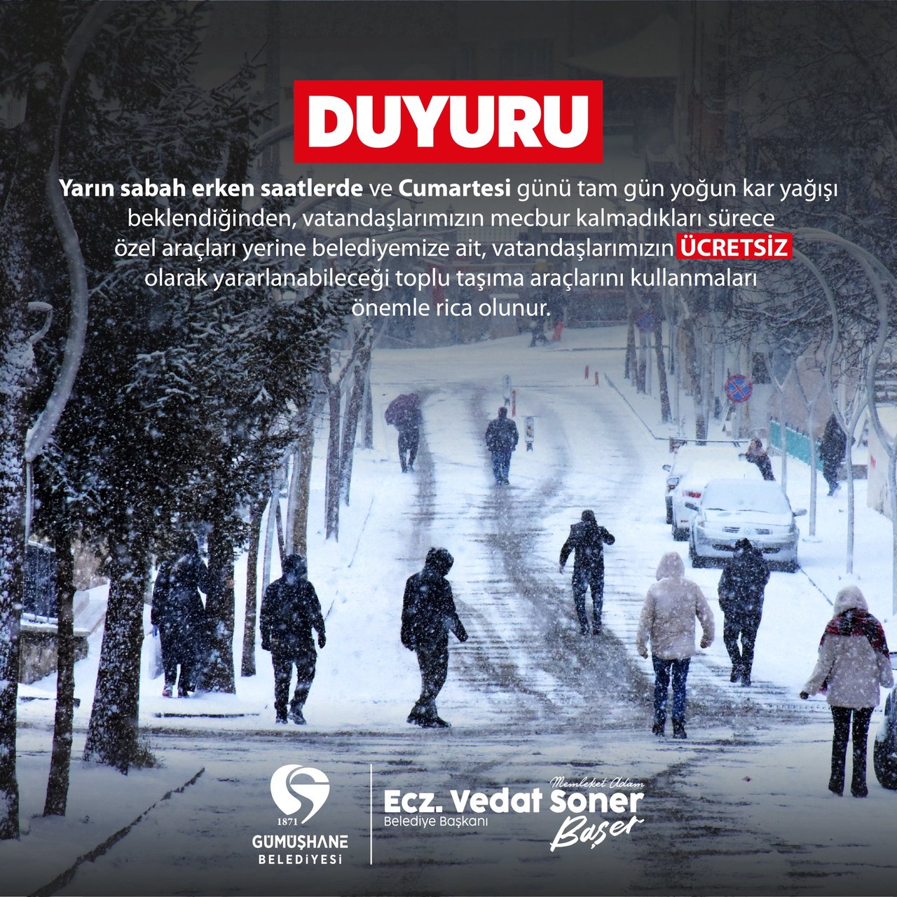 BELEDİYEMİZDEN DUYURU