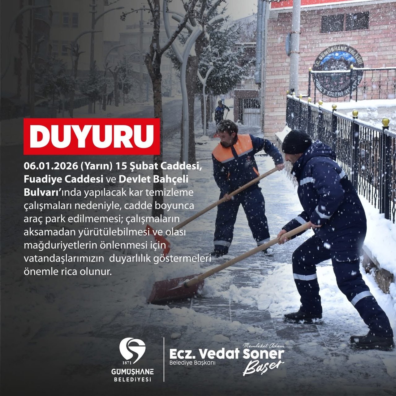 BELEDİYEMİZDEN, DUYURU