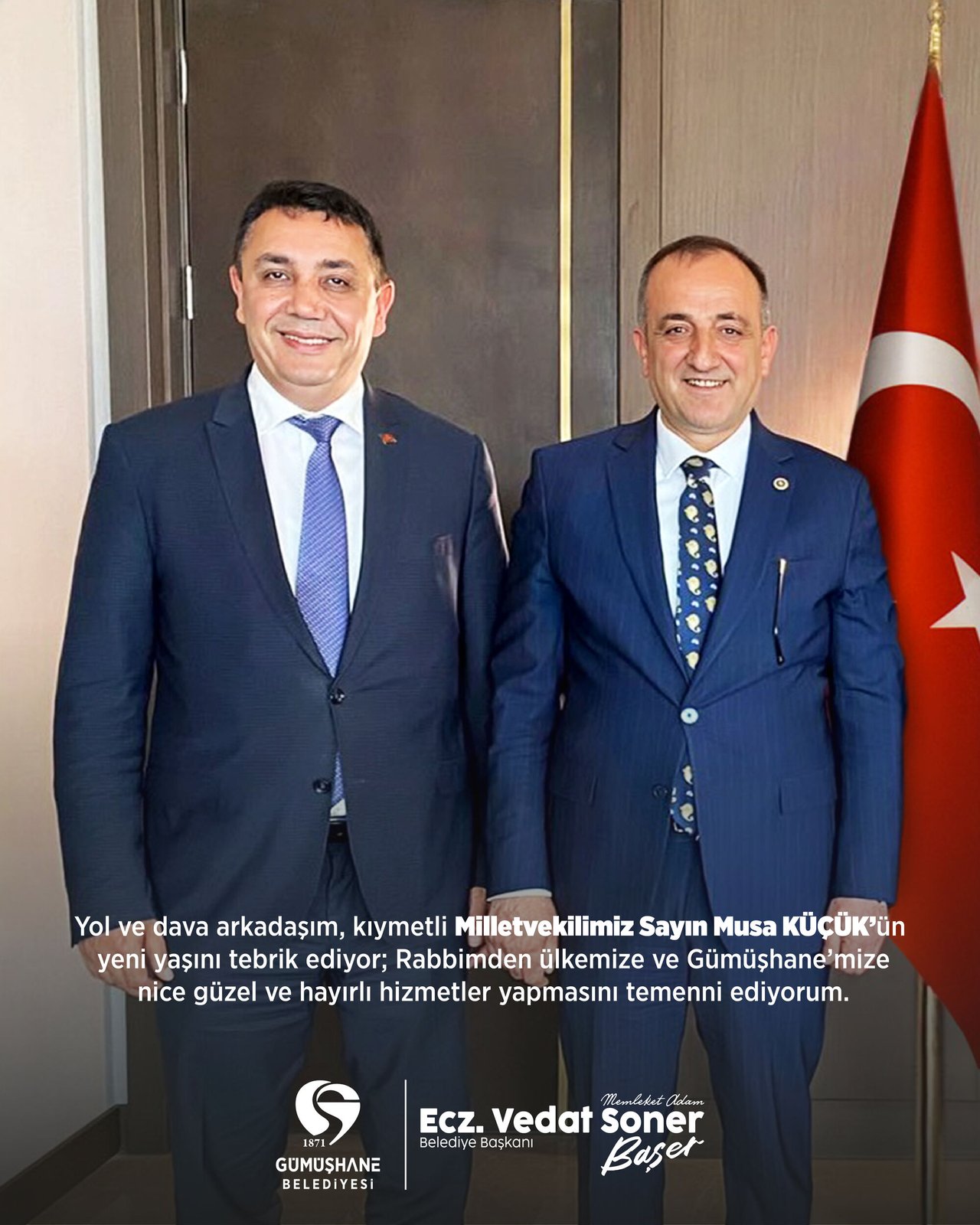BAŞKANIMIZ, DAVA ARKADAŞIM, KIYMETLİ MİLLETVEKİLİMİZ SAYIN MUSA KÜÇÜK’ÜN YENİ YAŞINI TEBRİK ETTİ