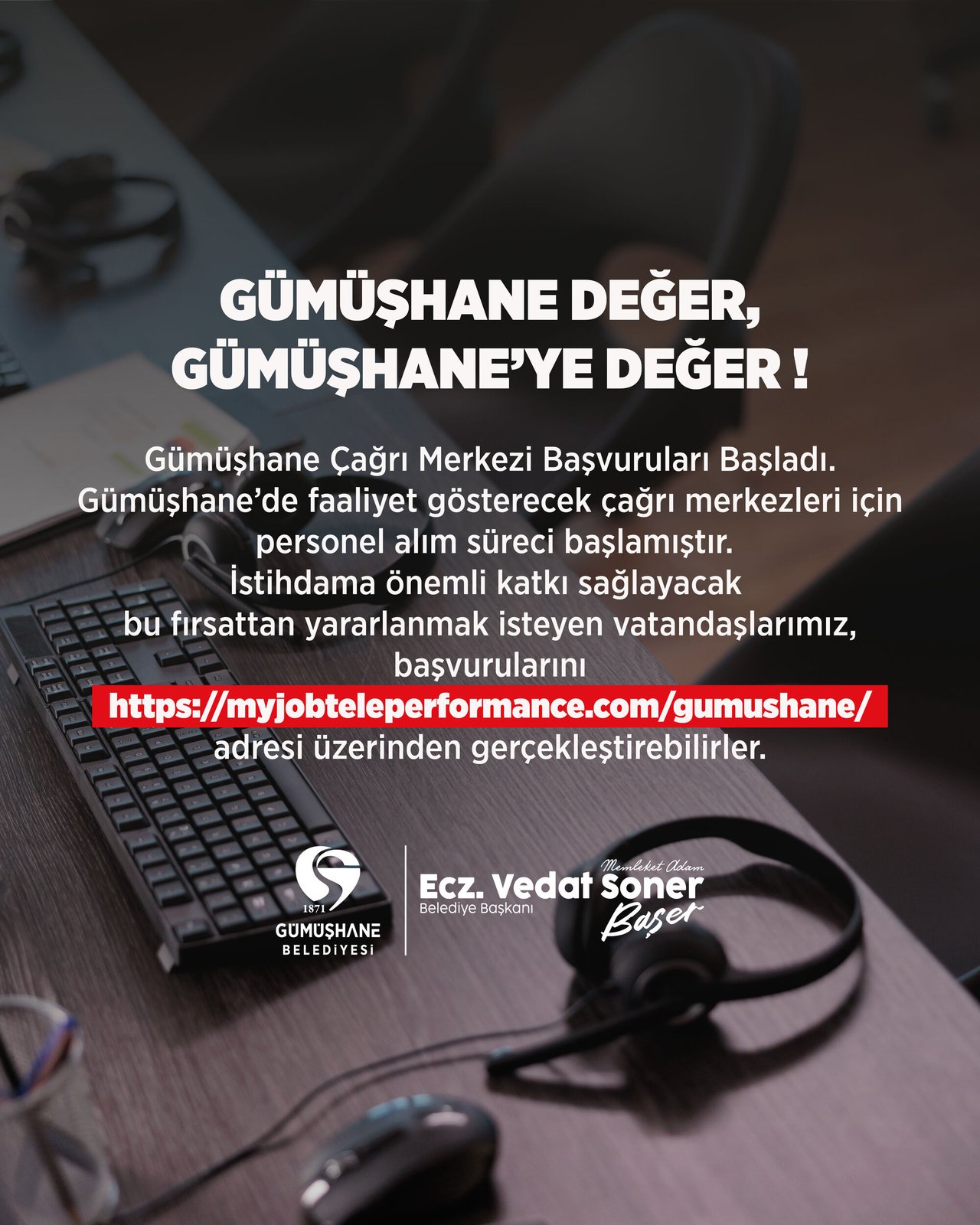 GÜMÜŞHANE ÇAĞRI MERKEZİ BAŞVURULARI BAŞLADI