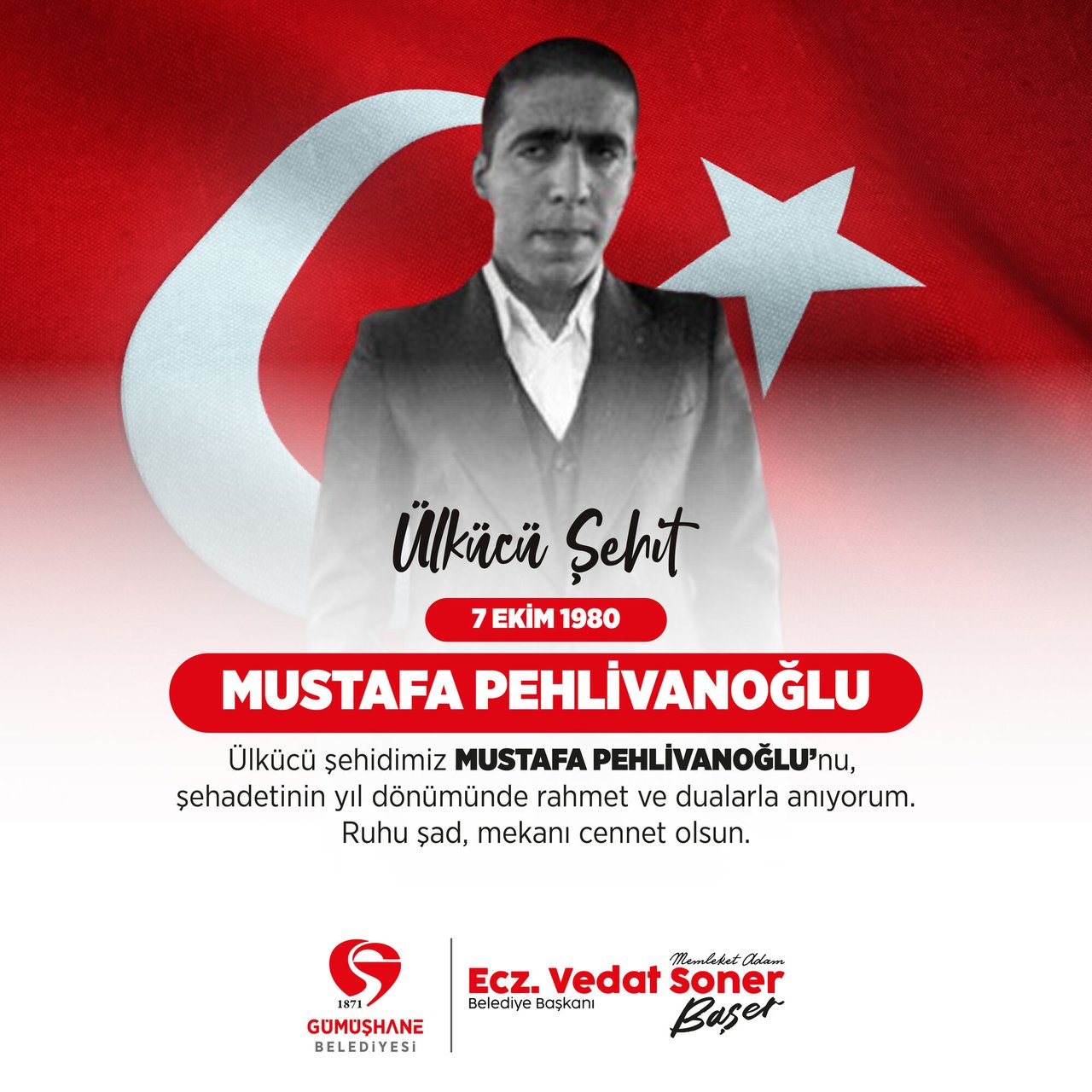 BAŞKANIMIZ, ÜLKÜCÜ ŞEHİDİMİZ MUSTAFA PEHLİVANOĞLU’NU, ŞEHADETİNİN YIL DÖNÜMÜNDE ANDI