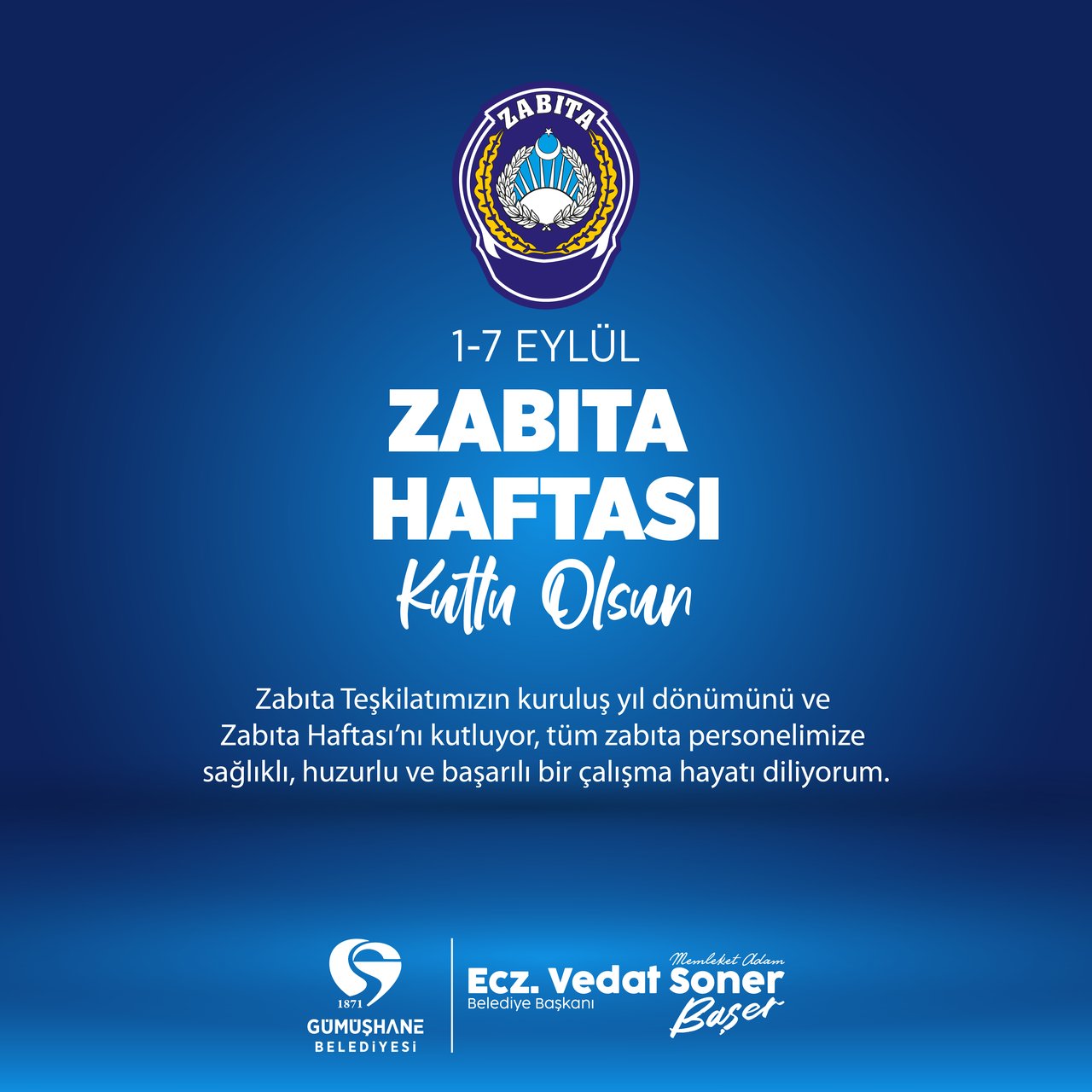 BAŞKANIMIZ, ZABITA TEŞKİLATIMIZIN KURULUŞ YIL DÖNÜMÜNÜ VE ZABITA HAFTASI’NI KUTLADI