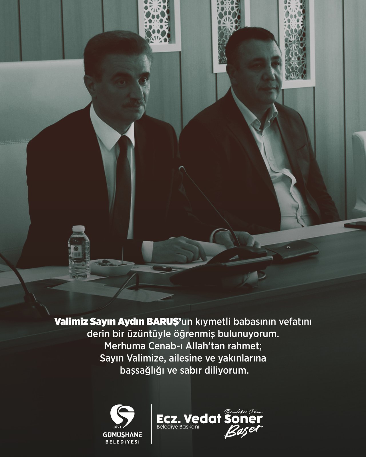 BAŞKANIMIZ, VALİMİZ SAYIN AYDIN BARUŞ’UN, AİLESİNE VE YAKINLARINA BAŞSAĞLIĞI VE SABIR DİLEDİ