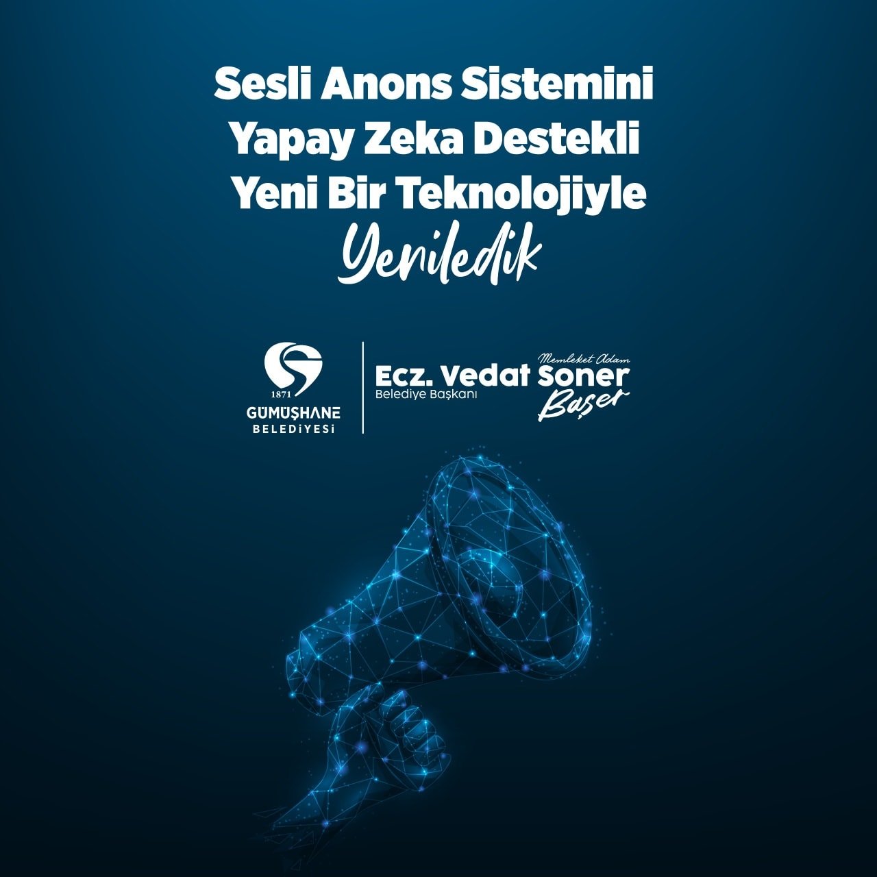 GÜMÜŞHANE BELEDİYESİ OLARAK, SESLİ ANONS SİSTEMİNİ YAPAY ZEKA DESTEKLİ TEKNOLOJİYLE YENİLEDİK