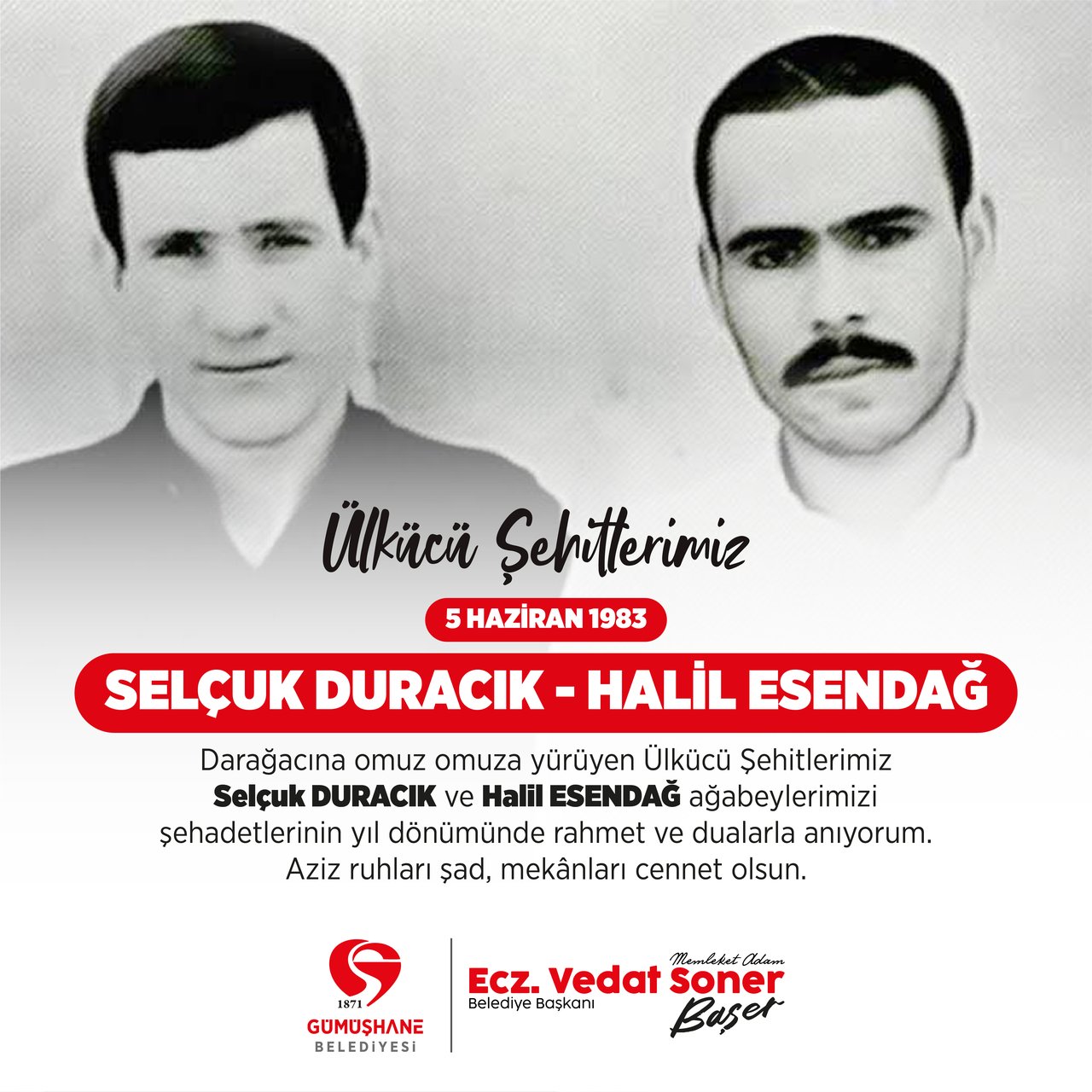 BAŞKANIMIZ, ÜLKÜCÜ ŞEHİTLERİMİZ HALİL ESENDAĞ VE SELÇUK DURACIK'I RAHMET VE DUALARLA ANDI