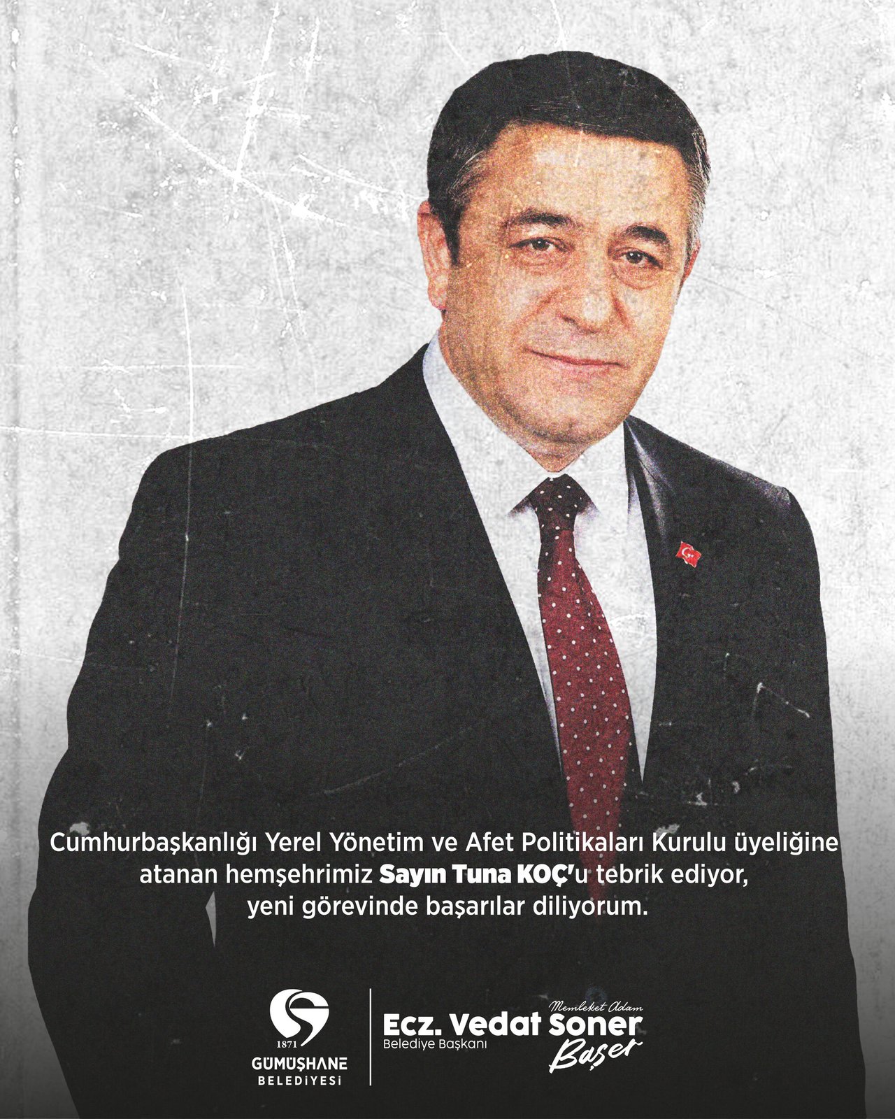 BAŞKANIMIZ, HEMŞEHRİMİZ SAYIN TUNA KOÇ'A YENİ GÖREVİNDE BAŞARILAR DİLEDİ