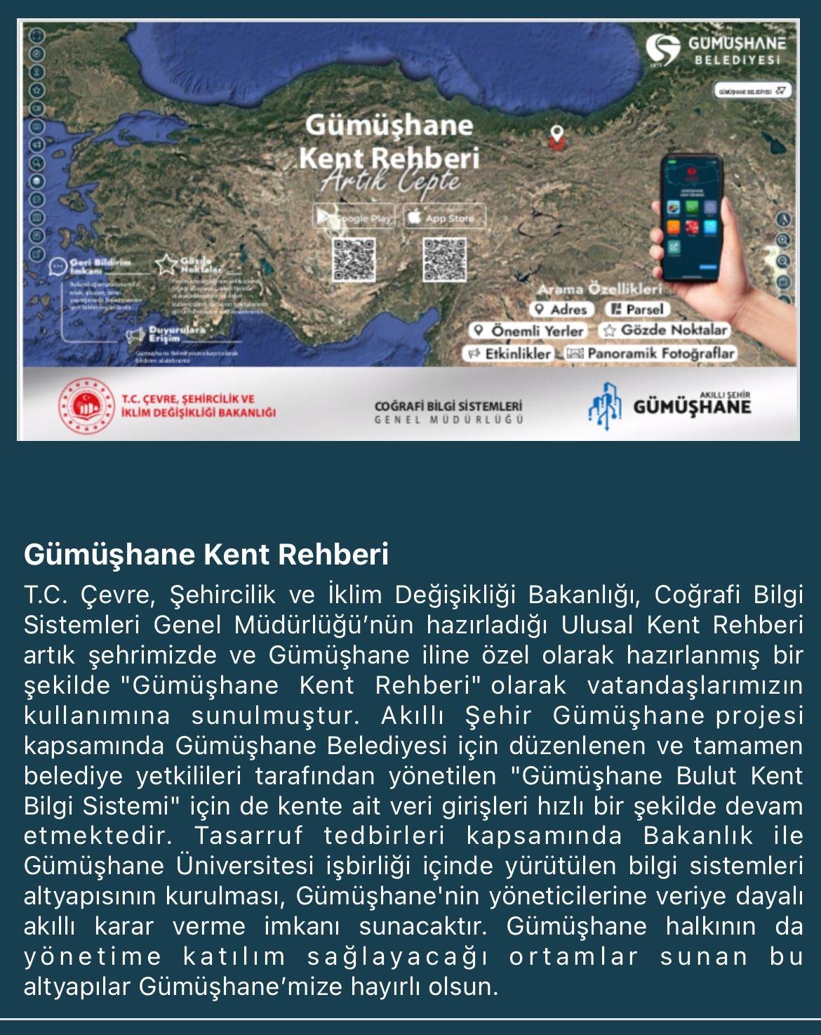 GÜMÜŞHANE KENT REHBERİ ARTIK CEPTE