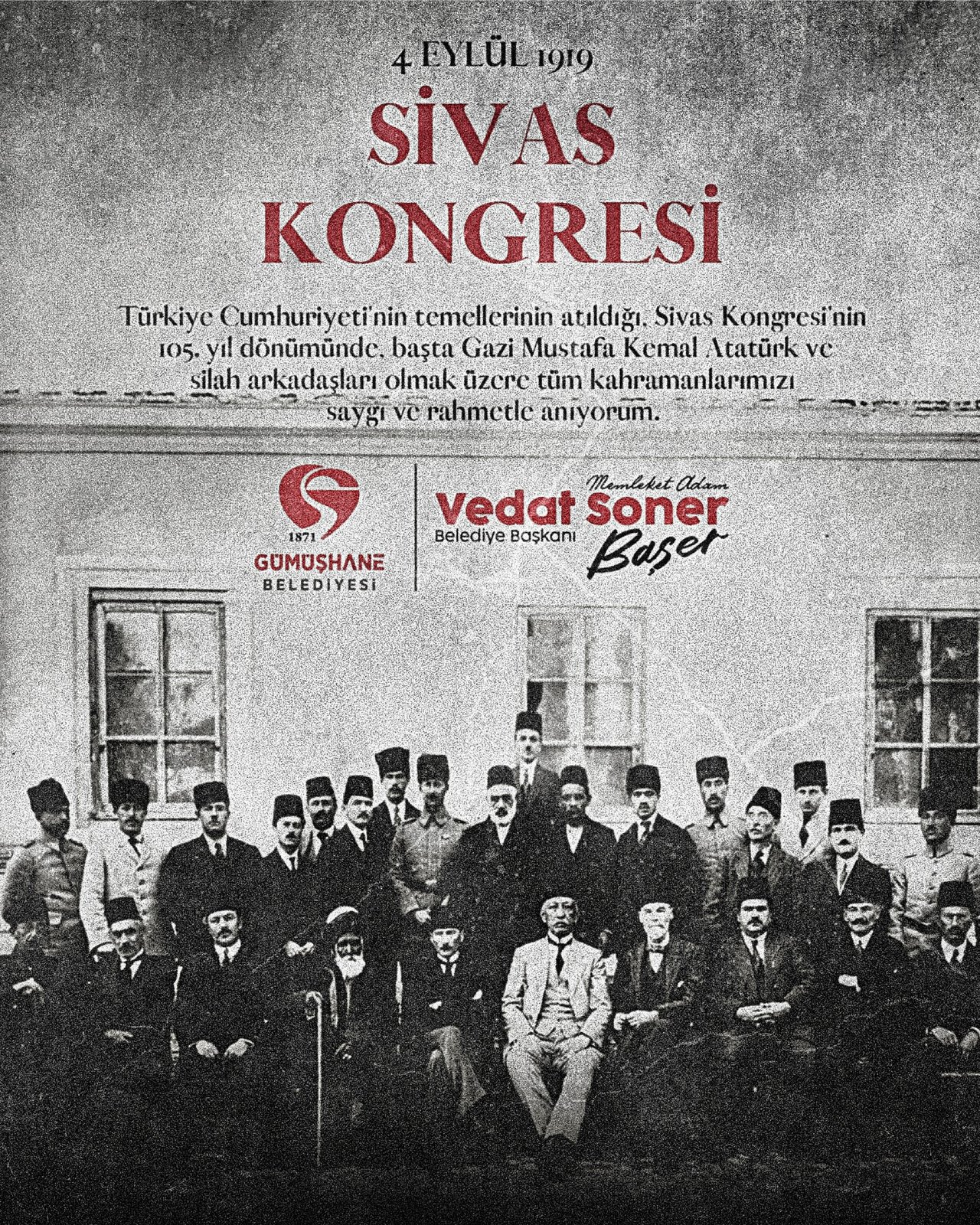 BAŞKANIMIZDAN, SİVAS KONGRESİ’NİN 105. YIL DÖNÜMÜ MESAJI