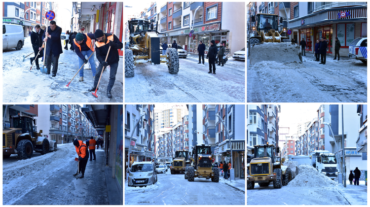 BAŞKANIMIZ, CUMHURİYET CADDEMİZDE KAR VE BUZLARI TEMİZLEME ÇALIŞMALARINI TAMAMLADIK