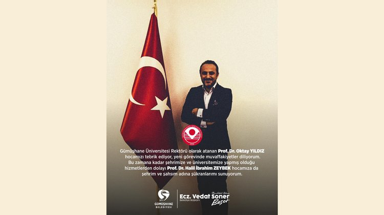 BAŞKANIMIZ, GÜMÜŞHANE ÜNİVERSİTESİ REKTÖRÜ OLARAK ATANAN PROF. DR. OKTAY YILDIZ HOCAMIZI TEBRİK ETTİ