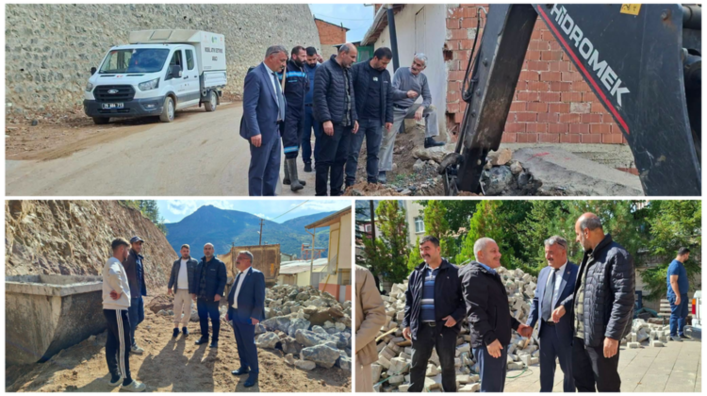 BELEDİYE BAŞKAN VEKİLİMİZ MUSTAFA KÖPRÜLÜ, PARKE DÖŞEME ASFALT, İSTİNAT DUVARI VE ALTYAPI ÇALIŞMALARINI İNCELEDİ