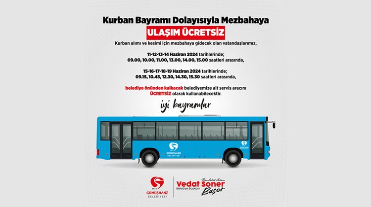 BELEDİYEMİZDEN, KURBAN BAYRAMI DOLAYISIYLA MEZBAHAYA ÜCRETSİZ ULAŞIM