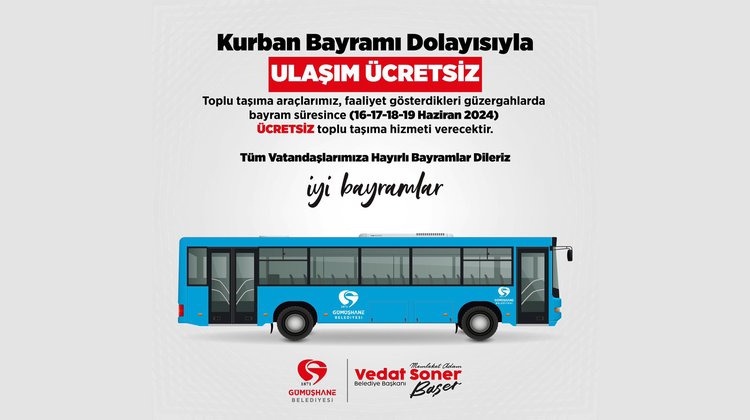 BELEDİYEMİZDEN, KURBAN BAYRAMI DOLAYISIYLA ÜCRETSİZ ULAŞIM