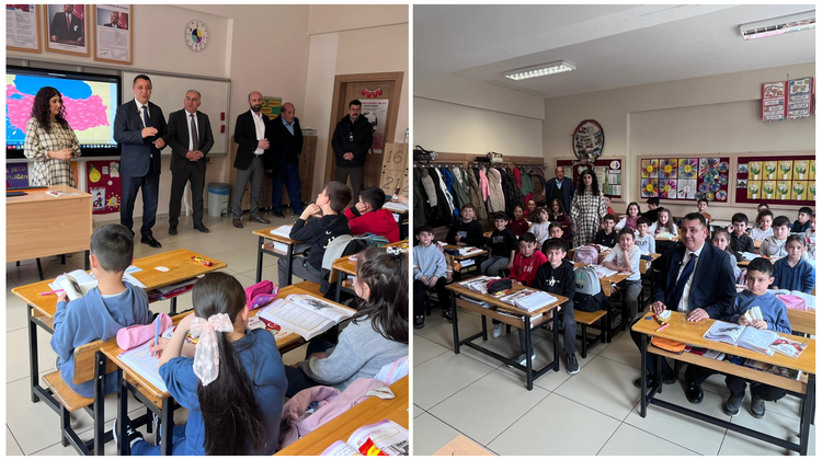 GÜMÜŞHANE BELEDİYE BAŞKANI VEDAT SONER BAŞER, AYSIN RAFET ATAÇ İLKOKULU 3/B SINIFININ KONUĞU OLDU