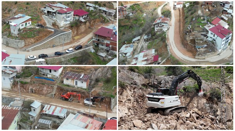 İNÖNÜ MAHALLESİ TANJANT YOLU GÜZERGAHINDA BAŞLATILAN YOL GENİŞLETME ÇALIŞMALARI DEVAM EDİYOR